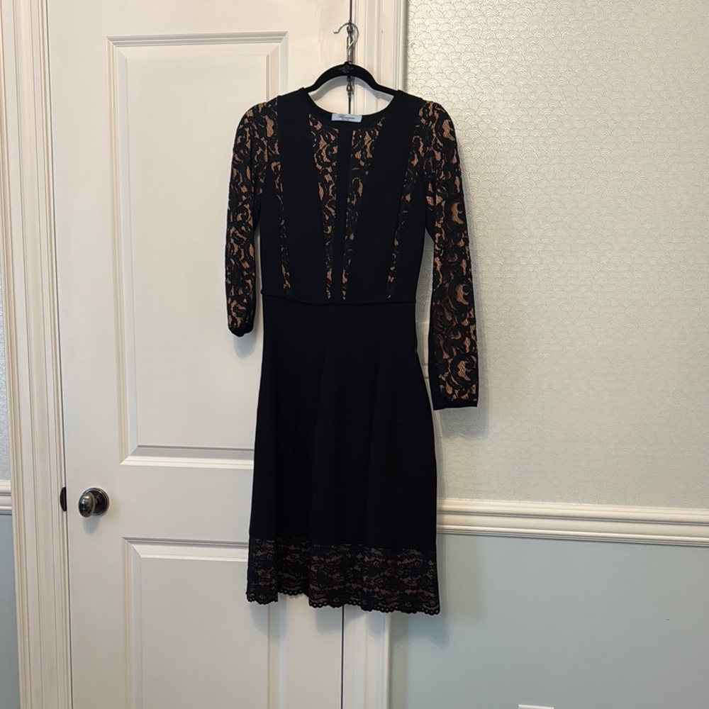 Blumarine Black Sheath Cocktail Dress with Long Sleeves
